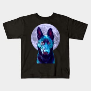 Black German Shepherd Moon for Dog Lovers Kids T-Shirt